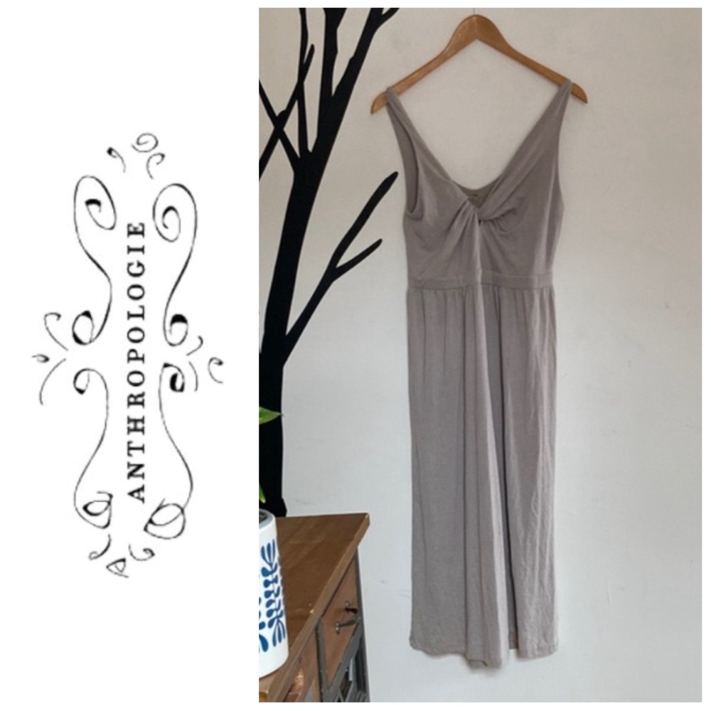 NWT Anthropologie Anama taupe twist front capri romper, M